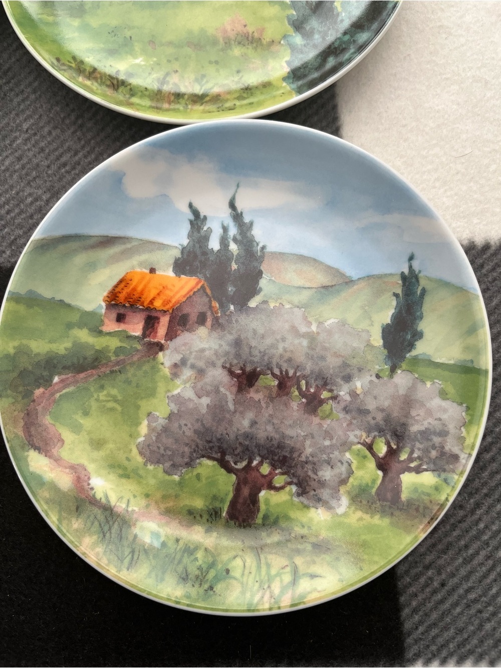 Vintage TUSCANY Country Scene Salad Dessert Plate 2002 Susanne Riette - Set of 4 - Picture 5 of 9